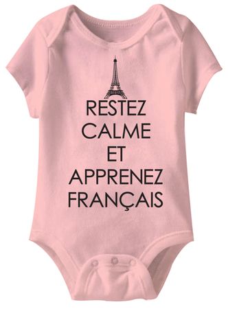 Learn French Funny Baby Romper Light Pink Infant Babies Creeper