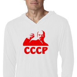 Lenin CCCP Lightweight Hoodie Shirt, White Lenin CCCP Lightweight Hoodie Shirt, White
