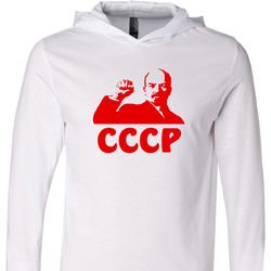 Lenin CCCP Lightweight Hoodie Tee, White Lenin CCCP Lightweight Hoodie Tee, White