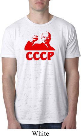 Lenin CCCP Mens Burnout Shirt, White
