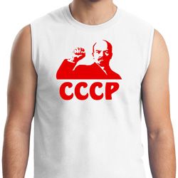Lenin CCCP Mens Muscle Shirt, White Lenin CCCP Mens Muscle Shirt, White