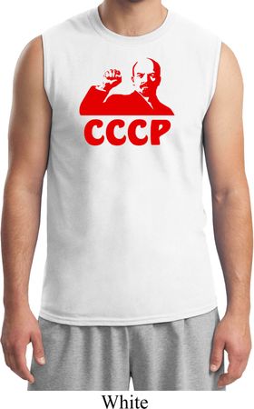 Lenin CCCP Mens Muscle Shirt, White