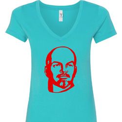 Lenin Profile Ladies V-Neck Shirt