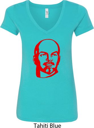 Lenin Profile Ladies V-Neck Shirt