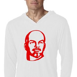 Lenin Profile Lightweight Hoodie Shirt, White Lenin Profile Lightweight Hoodie Shirt, White