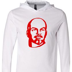 Lenin Profile Lightweight Hoodie Tee, White Lenin Profile Lightweight Hoodie Tee, White