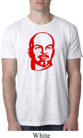 Lenin Profile Mens Burnout Shirt, White