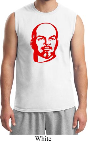 Lenin Profile Mens Muscle Shirt, White