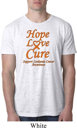 Leukemia Cancer Awareness Hope Love Cure Burnout Shirt