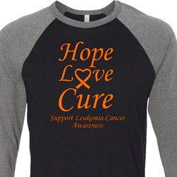 Leukemia Cancer Awareness Hope Love Cure Raglan Shirt