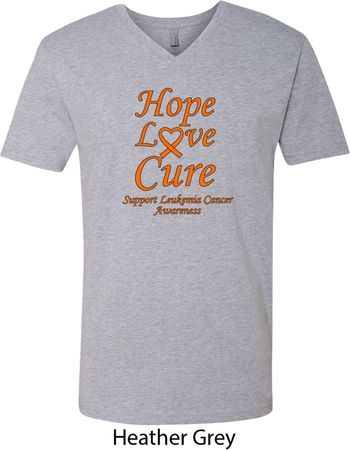 Leukemia Cancer Awareness Hope Love Cure V-neck