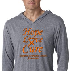 Leukemia Cancer Hope Love Cure Lightweight Hoodie Tee