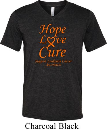 Leukemia Cancer Hope Love Cure Tri Blend V-neck