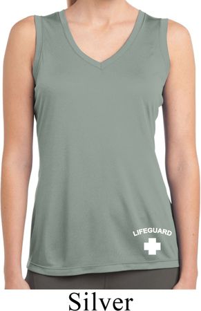 Lifeguard Bottom Print Ladies Sleeveless Moisture Wicking Shirt