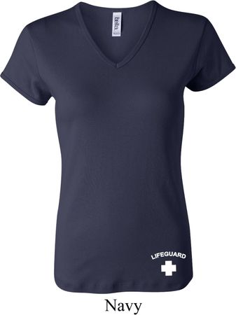 Lifeguard Bottom Print Ladies V-neck Shirt