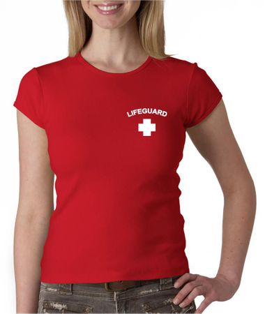 Lifeguard Ladies Crewneck Shirt Pocket Print