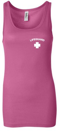 Lifeguard Ladies Longer Length Tank Top Pocket Print