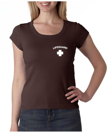 Lifeguard Ladies Scoop Neck Shirt Pocket Print