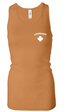 Lifeguard Ladies Tank Top Longer Length Racerback Tank Pocket Print