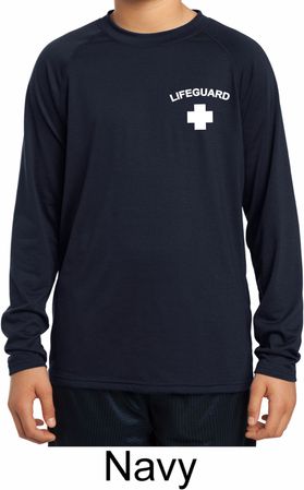 Lifeguard Pocket Print Kids Dry Wicking Long Sleeve Shirt