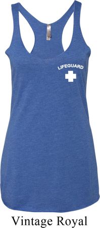Lifeguard Pocket Print Ladies Tri Blend Racerback Tank Top