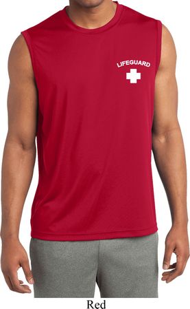 Lifeguard Pocket Print Mens Sleeveless Moisture Wicking Shirt