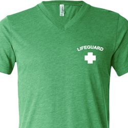 Lifeguard Pocket Print Mens Tri Blend V-neck Shirt Lifeguard Pocket Print Mens Tri Blend V-neck Shirt