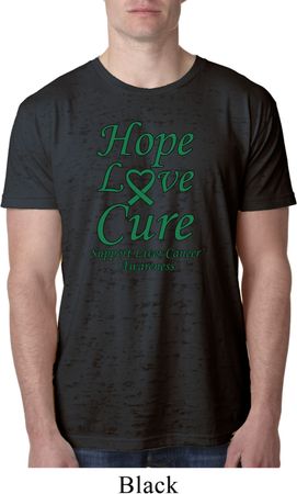 Liver Cancer Awareness Hope Love Cure Burnout Shirt