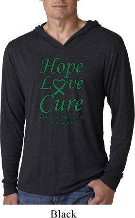 Liver Cancer Awareness Hope Love Cure Lightweight Hoodie Tee