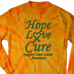 Liver Cancer Awareness Hope Love Cure Long Sleeve Tie Dye