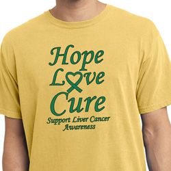 Liver Cancer Awareness Hope Love Cure Pigment Dyed Shirt