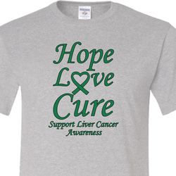 Liver Cancer Awareness Hope Love Cure Tall Shirt