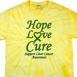 Liver Cancer Awareness Hope Love Cure Tie Dye Shirt