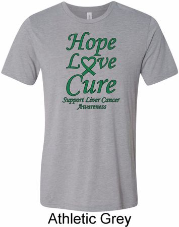 Liver Cancer Awareness Hope Love Cure Tri Blend Tee