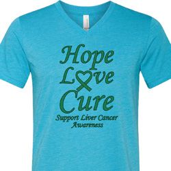 Liver Cancer Awareness Hope Love Cure Tri Blend V-neck