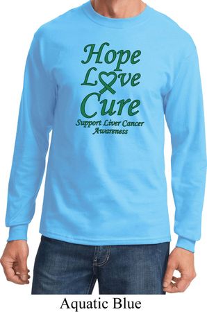 Liver Cancer Awareness Tee Hope Love Cure Long Sleeve