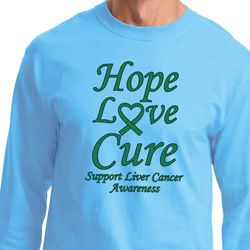 Liver Cancer Awareness Tee Hope Love Cure Long Sleeve