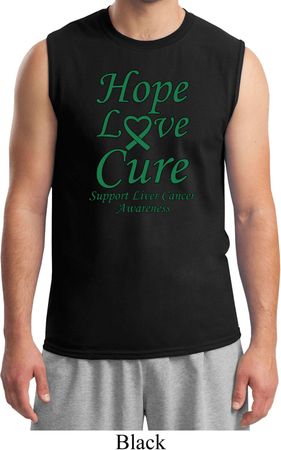 Liver Cancer Awareness Tee Hope Love Cure Muscle Shirt
