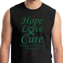 Liver Cancer Awareness Tee Hope Love Cure Muscle Shirt