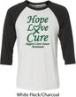 Liver Cancer Awareness Tee Hope Love Cure Raglan Shirt