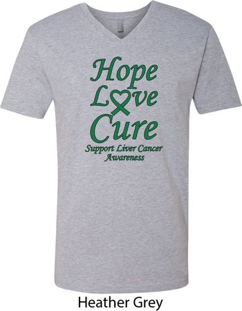 Liver Cancer Awareness Tee Hope Love Cure V-neck