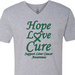 Liver Cancer Awareness Tee Hope Love Cure V-neck