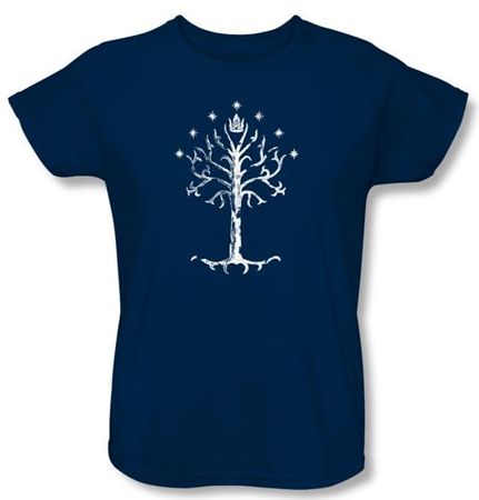 Lord Of The Rings Ladies T-Shirt Tree Of Gondor Navy Tee
