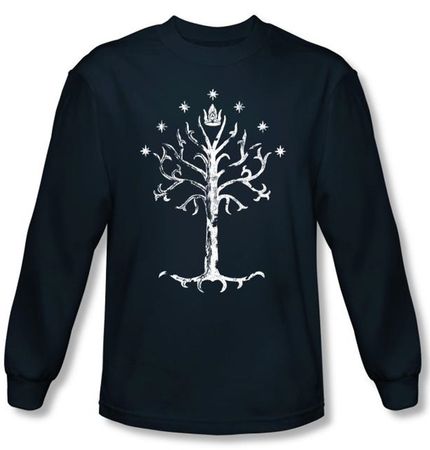 Lord Of The Rings Long Sleeve T-Shirt Tree Of Gondor Navy Tee