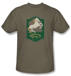 Lord Of The Rings T-Shirt Prancing Pony Sign Adult Safari Green Tee