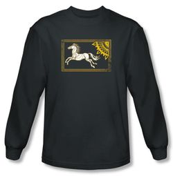Lord Of The Rings T-Shirt Rohan Banner Charcoal Long Sleeve Tee