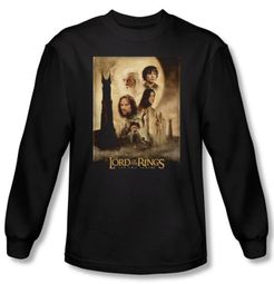 Lord Of The Rings T-Shirt Towers Movie Poster Black  Long Sleeve Tee