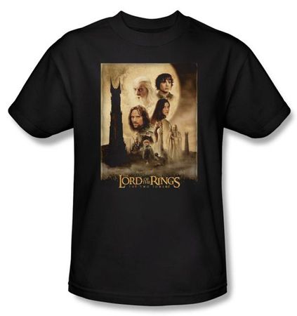 Lord Of The Rings T-Shirt Two Towers Movie Poster Black Tee