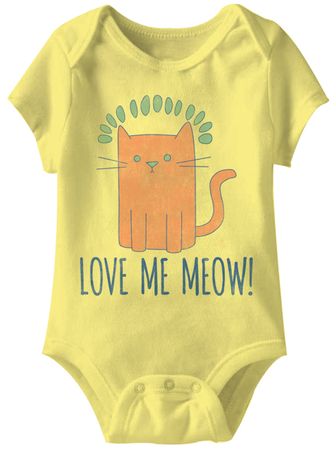 Love Me Meow Funny Baby Romper Yellow Infant Babies Creeper