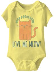 Love Me Meow Funny Baby Romper Yellow Infant Babies Creeper Love Me Meow Funny Baby Romper Yellow Infant Babies Creeper